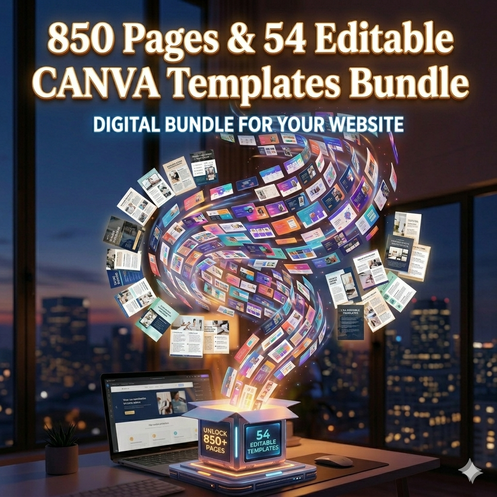 850 Pages & 54 Editable CANVA Templates Bundle